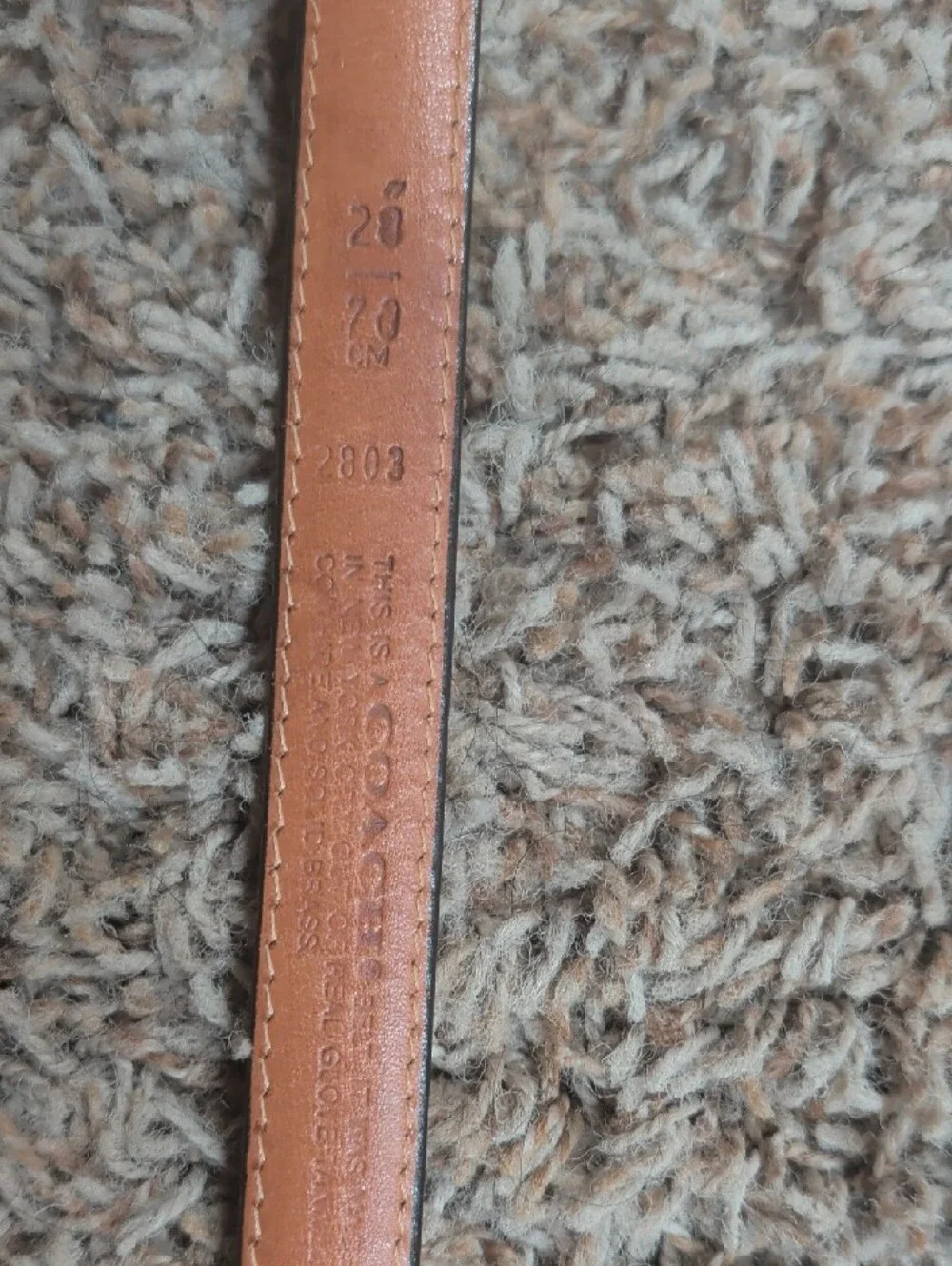 Coach Cognac Leather Belt with Gold Buckle